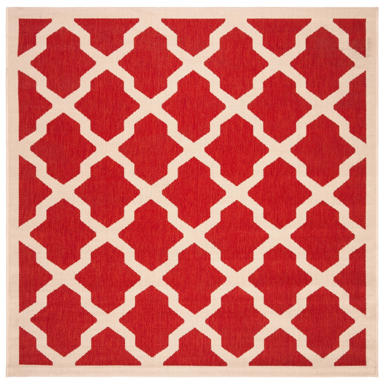 SAFAVIEH Outdoor CY6903-248 Courtyard Collection Red / Bone Rug - 5' 3 Square
