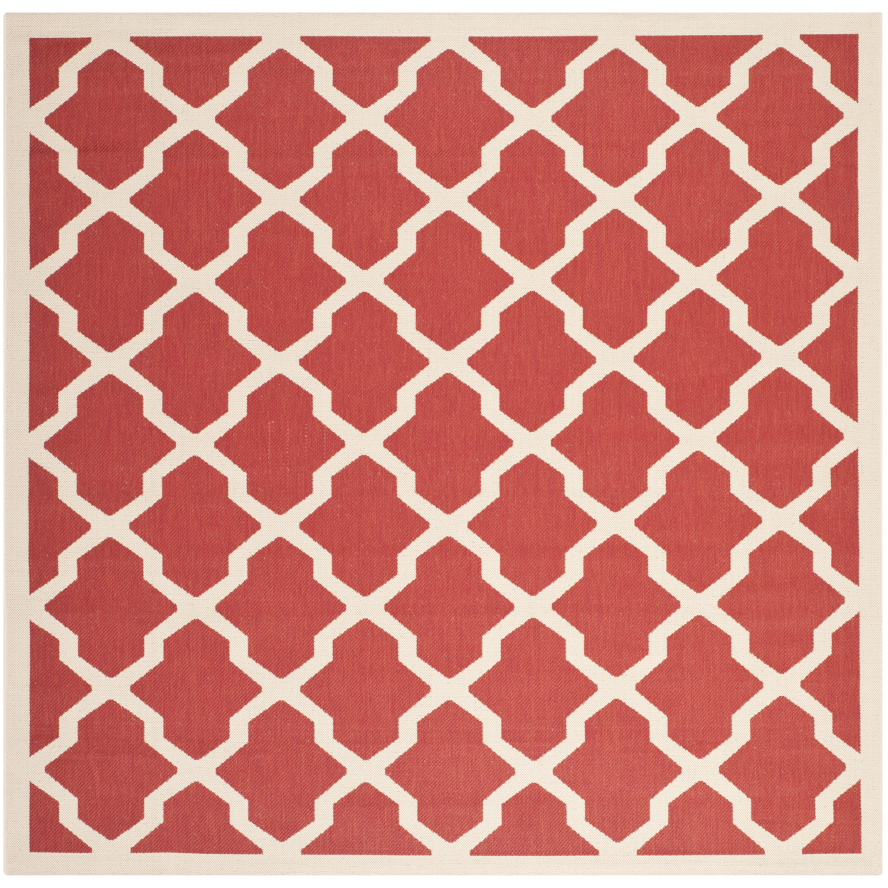 SAFAVIEH Outdoor CY6903-248 Courtyard Collection Red / Bone Rug - 7' 10 Square