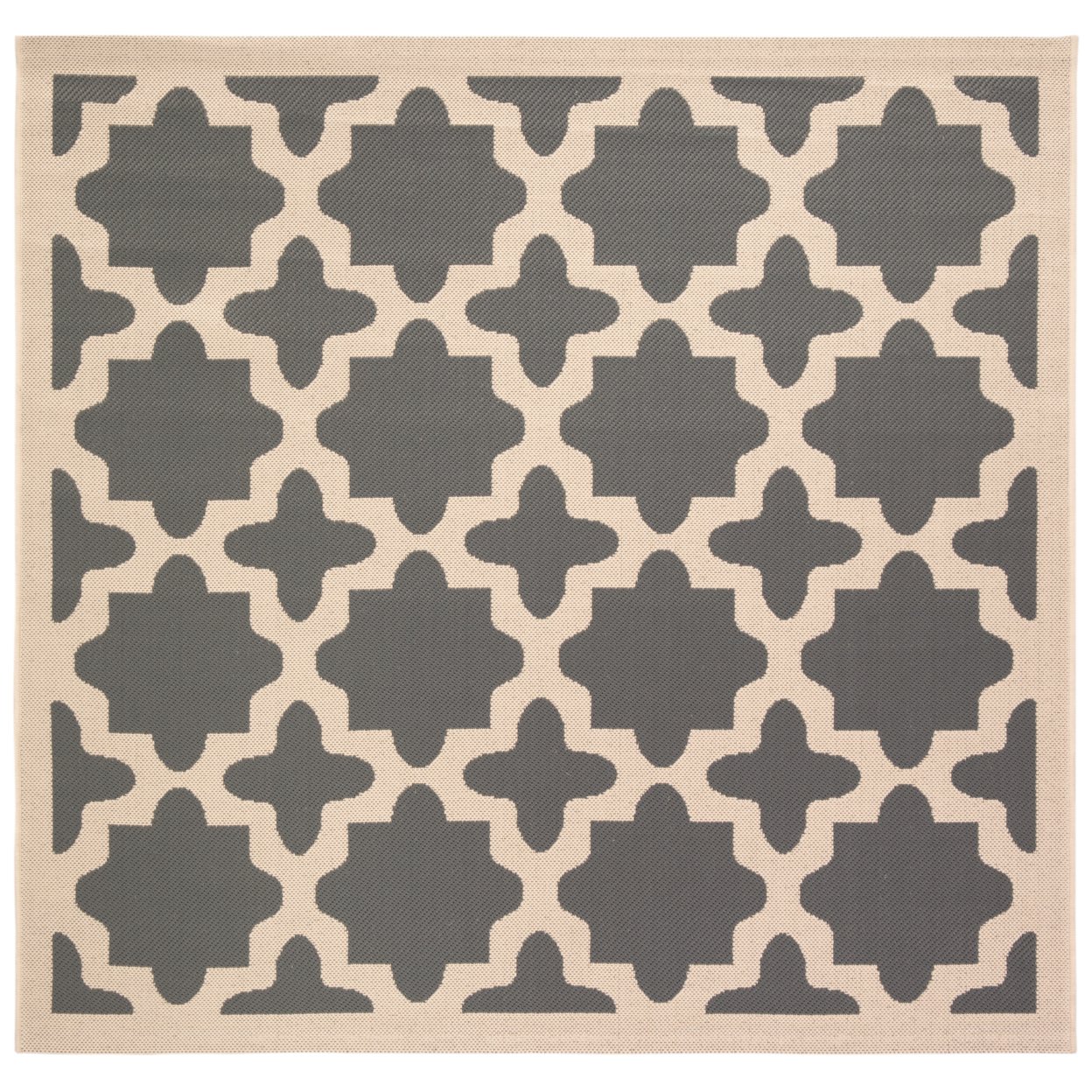 SAFAVIEH Outdoor CY6913-246 Courtyard Anthracite / Beige Rug - 5' 3 Square