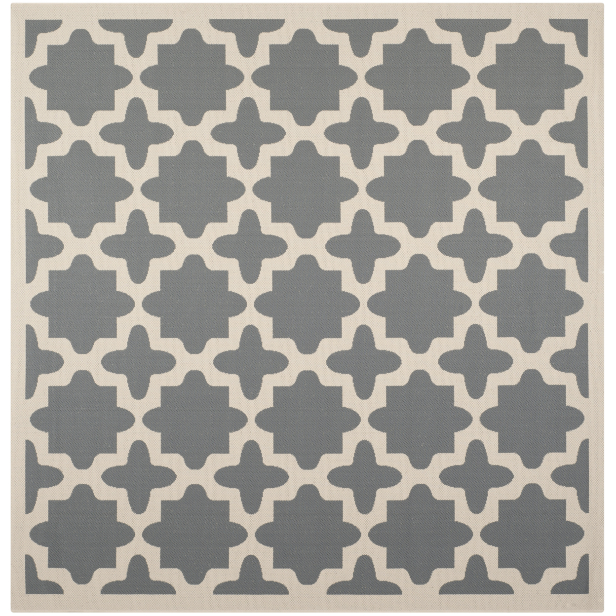 SAFAVIEH Outdoor CY6913-246 Courtyard Anthracite / Beige Rug - 7' 10 Square