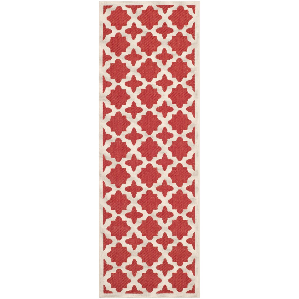 SAFAVIEH Outdoor CY6913-248 Courtyard Collection Red / Bone Rug - 2' 3 X 6' 7