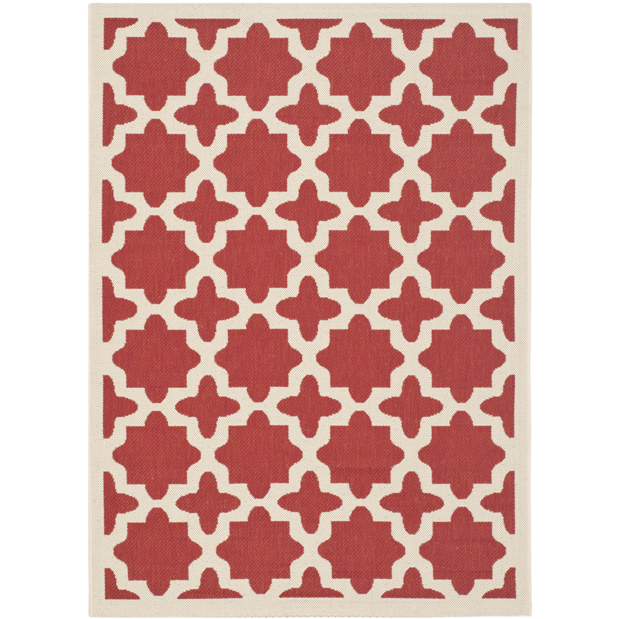 SAFAVIEH Outdoor CY6913-248 Courtyard Collection Red / Bone Rug - 4' X 5' 7