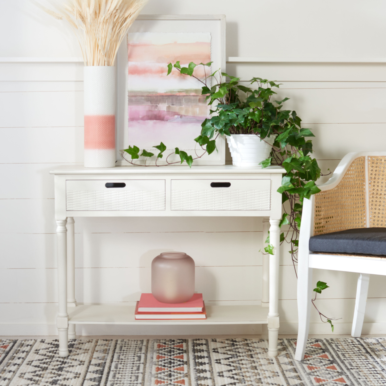 SAFAVIEH Landers 2-Drawer Console Table Distressed White