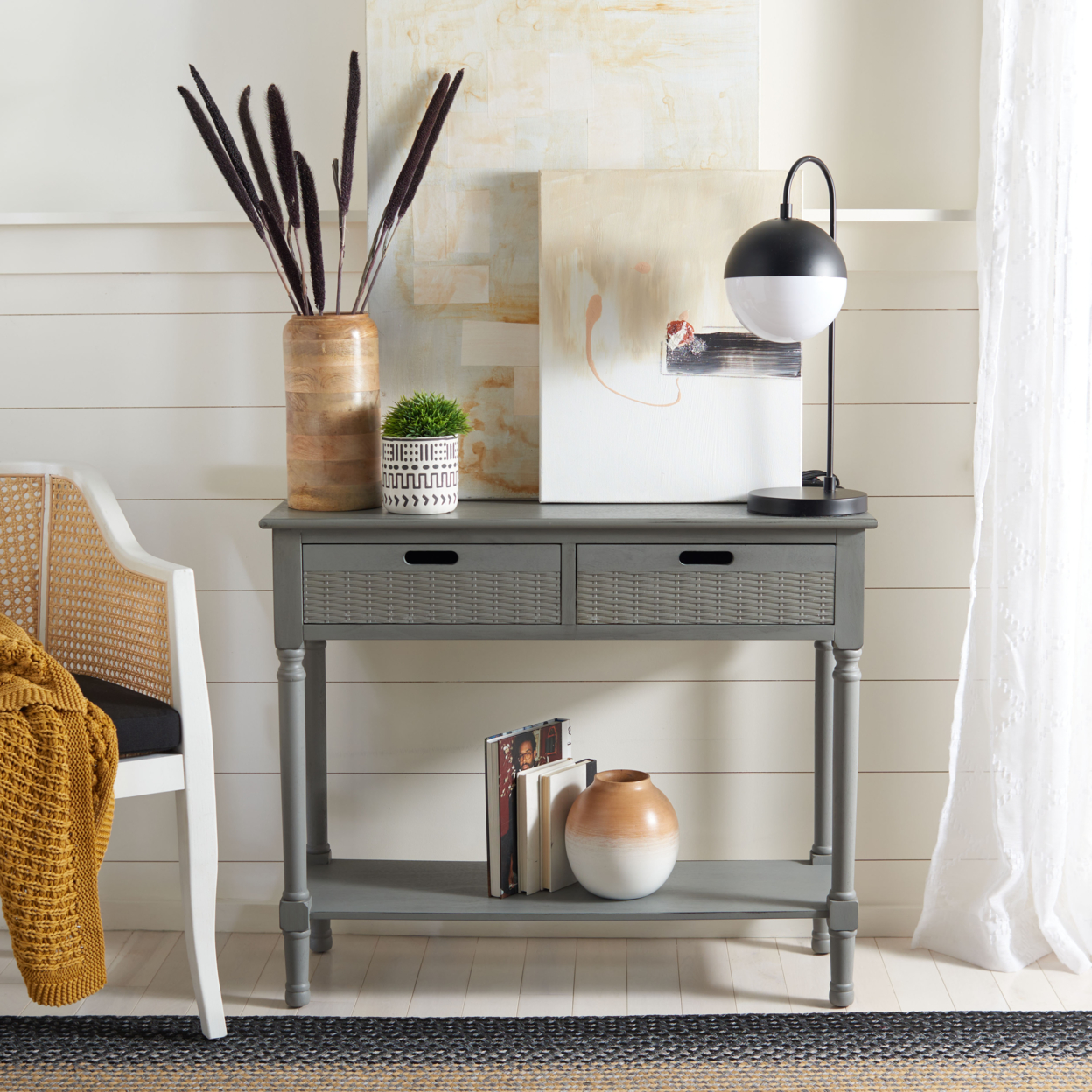 SAFAVIEH Landers 2-Drawer Console Table Distressed / Grey