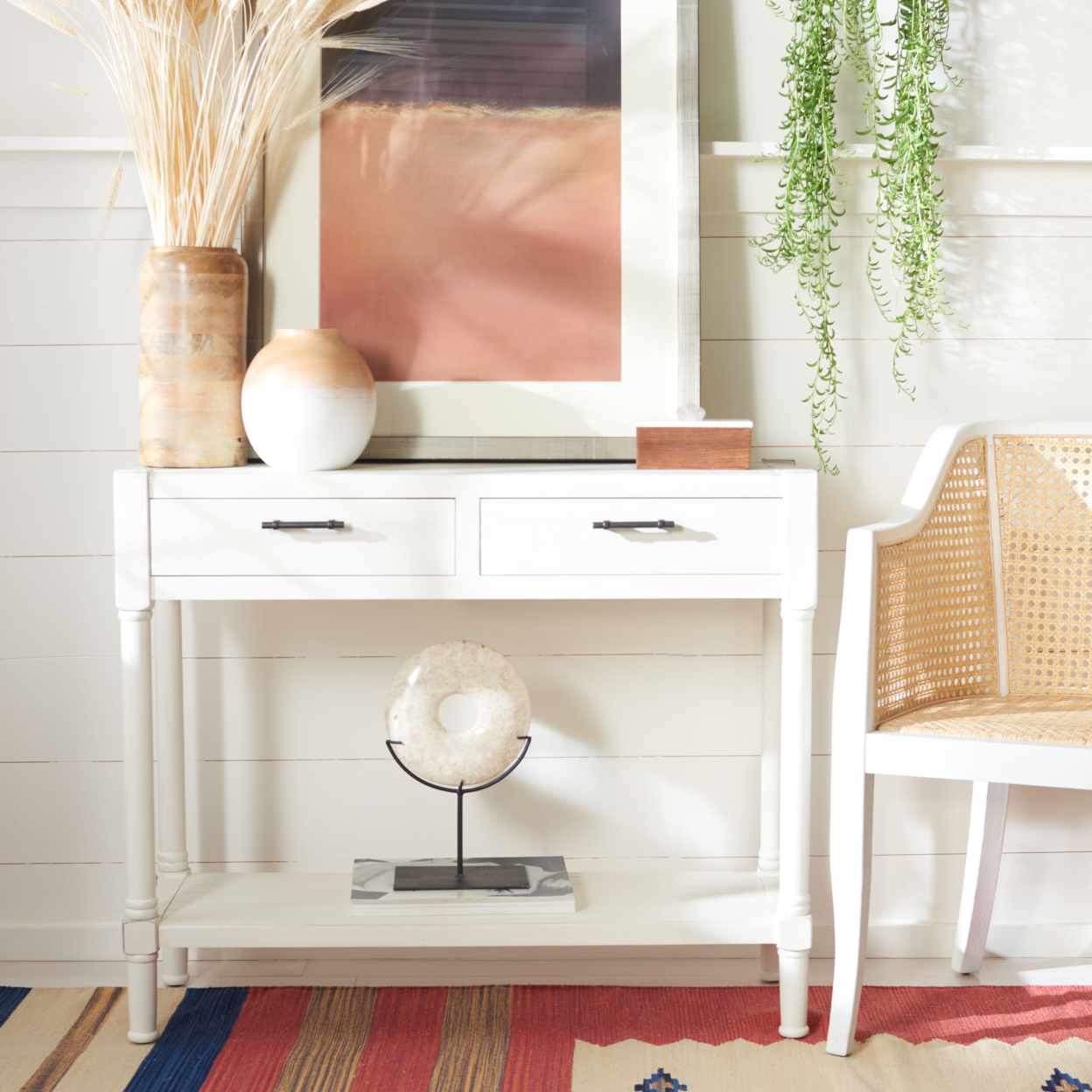 SAFAVIEH Filbert 2-Drawer Console Table Distressed White