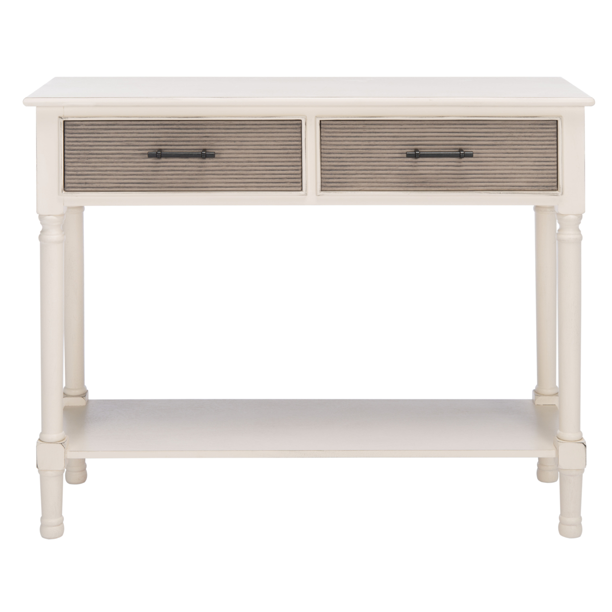 SAFAVIEH Ryder 2-Drawer Console Table Distressed White / Greige