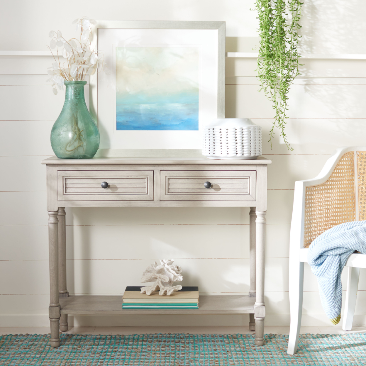 SAFAVIEH Tate 2-Drawer Console Table Greige