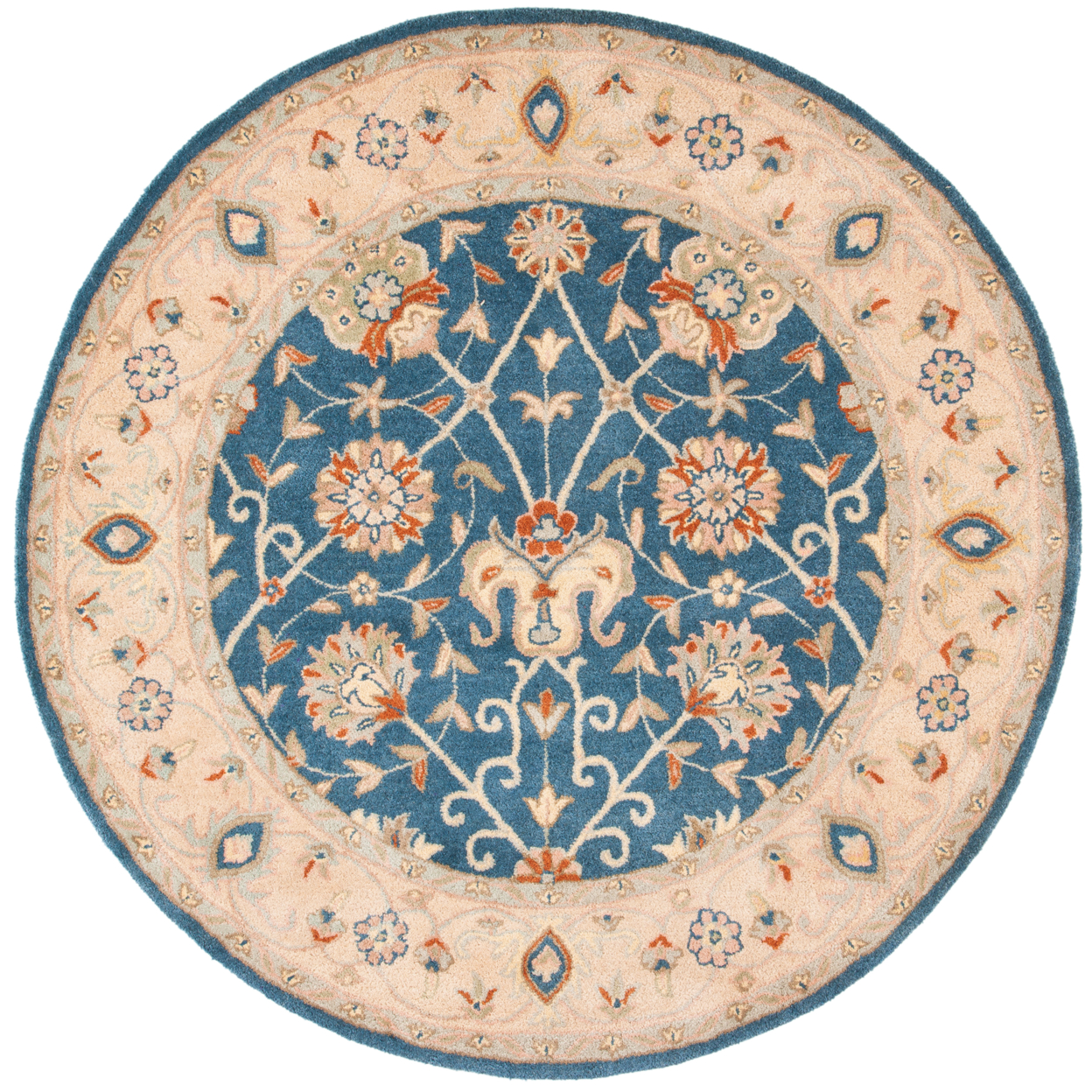 SAFAVIEH Antiquity Collection AT21E Handmade Blue Rug - 8' Round