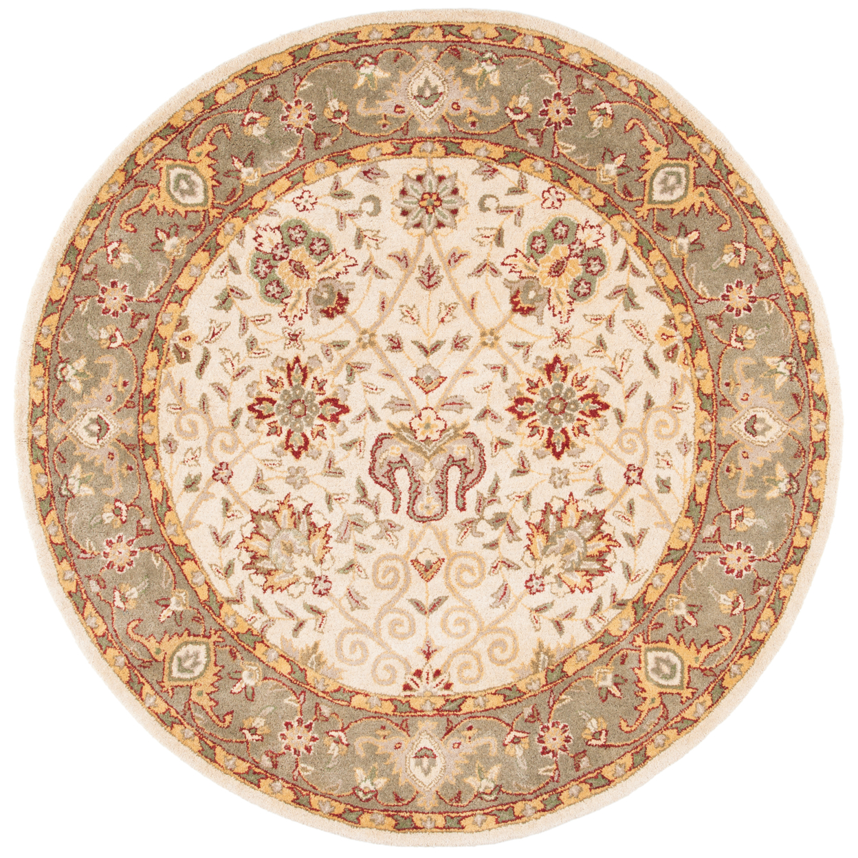 SAFAVIEH Antiquity Collection AT21F Handmade Ivory Rug - 3' 6 Round