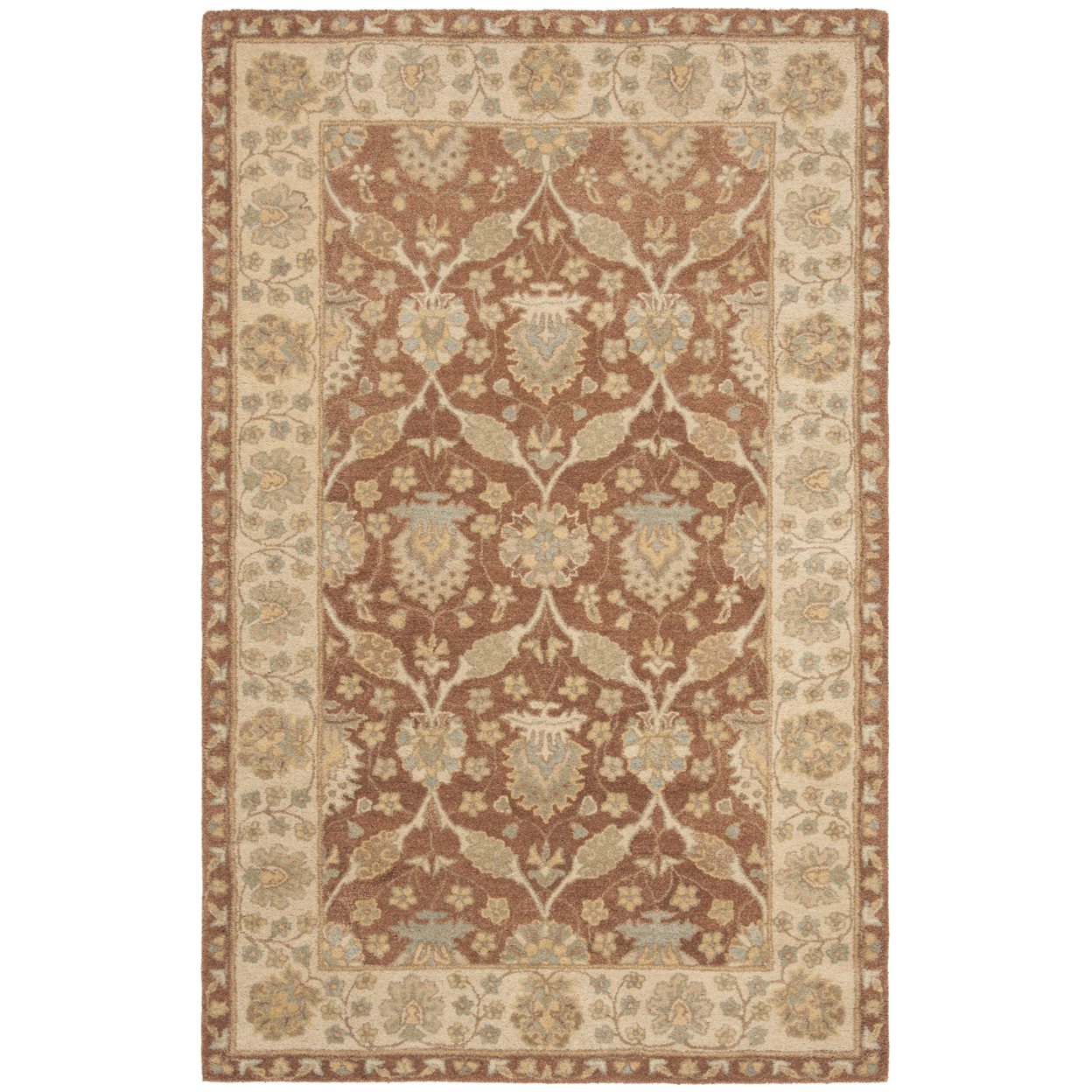 SAFAVIEH Antiquity AT315A Handmade Brown / Taupe Rug - 4' X 6'