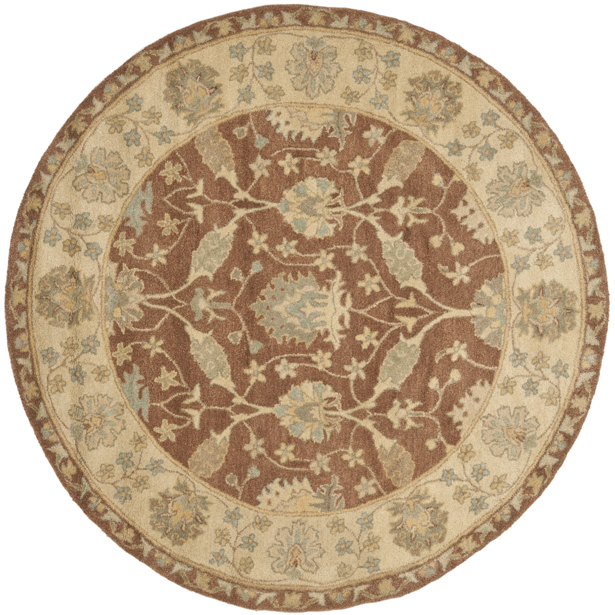 SAFAVIEH Antiquity AT315A Handmade Brown / Taupe Rug - 3' 6 Round