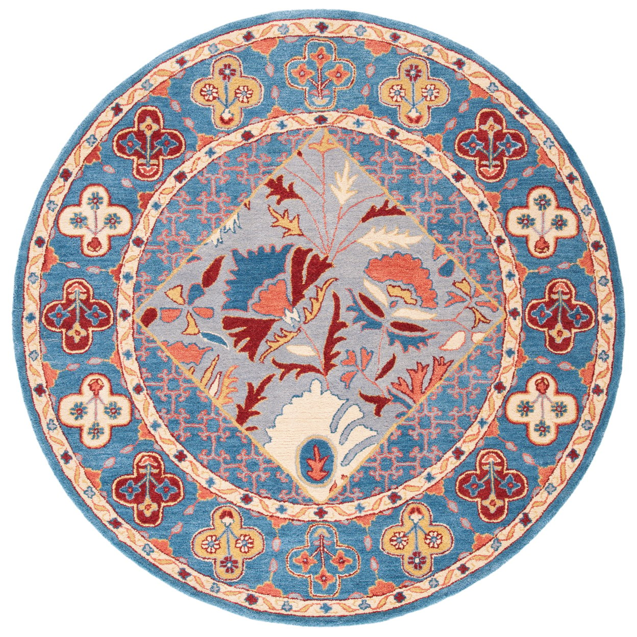 SAFAVIEH Antiquity AT508M Handmade Blue / Red Rug - 6' Round