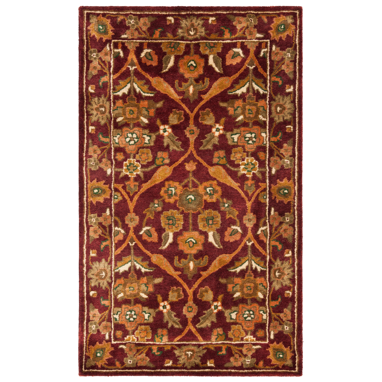 SAFAVIEH Antiquity AT51A Handmade Wine / Gold Rug - 4' 6 X 6' 6 Oval