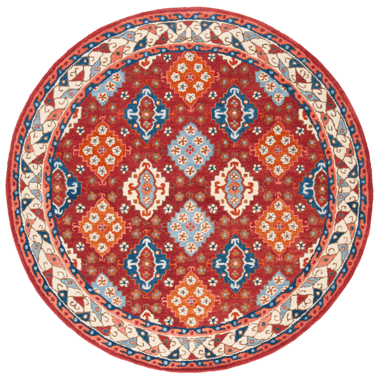 SAFAVIEH Antiquity AT509Q Handmade Red / Blue Rug - 6' Round
