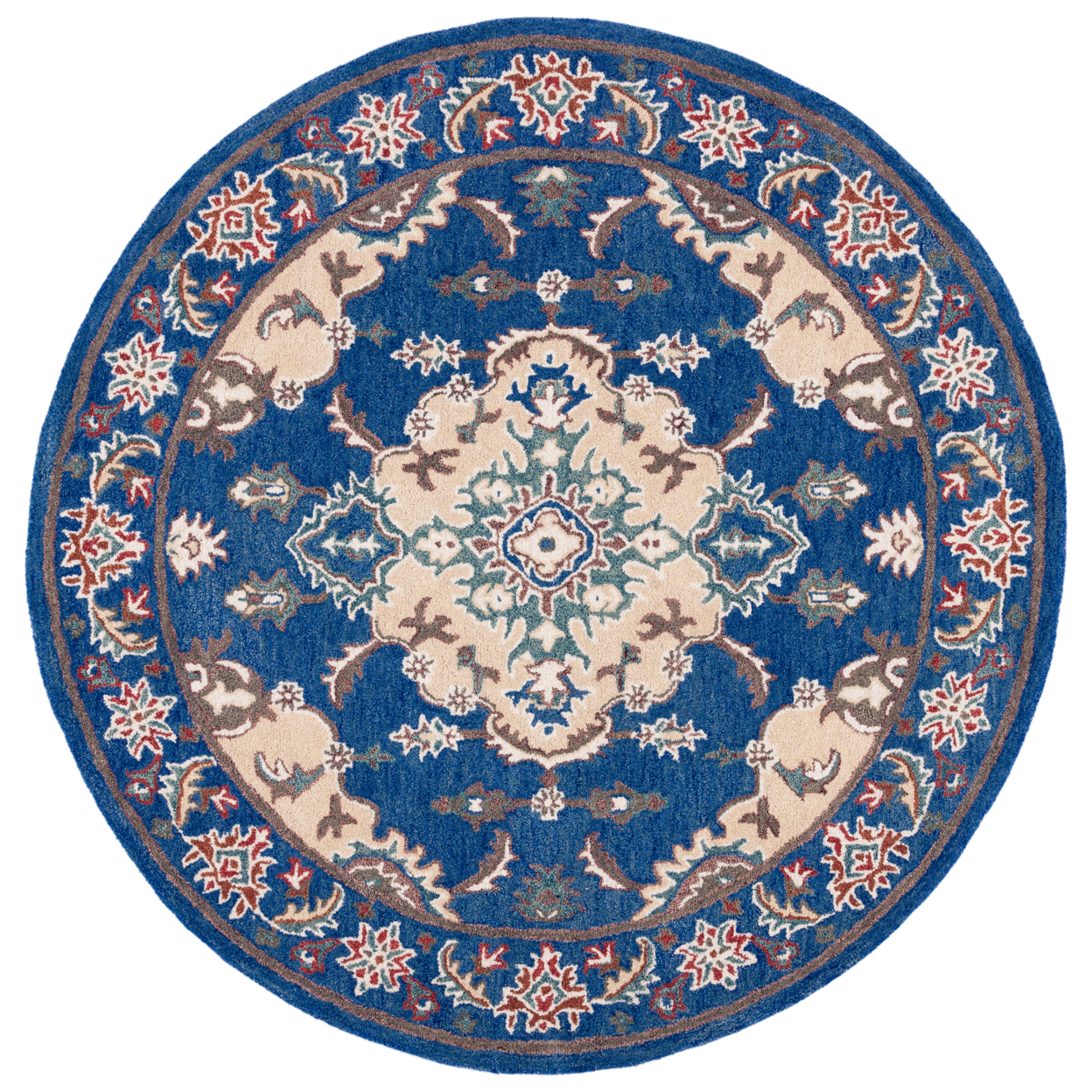 SAFAVIEH Antiquity Collection AT520M Blue / Ivory Rug - 6' Round