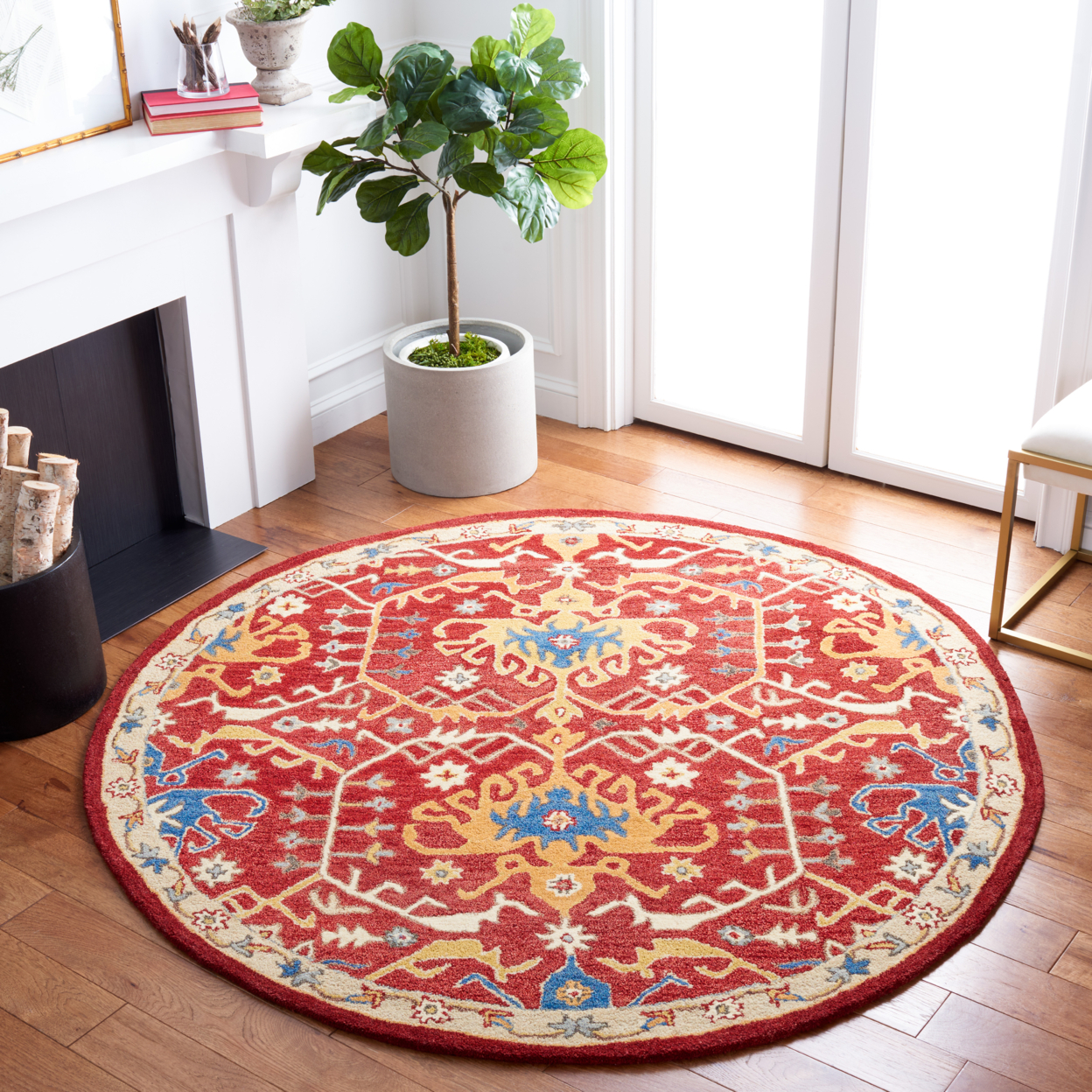 SAFAVIEH Antiquity Collection AT522Q Red / Yellow Rug - 6' X 9'