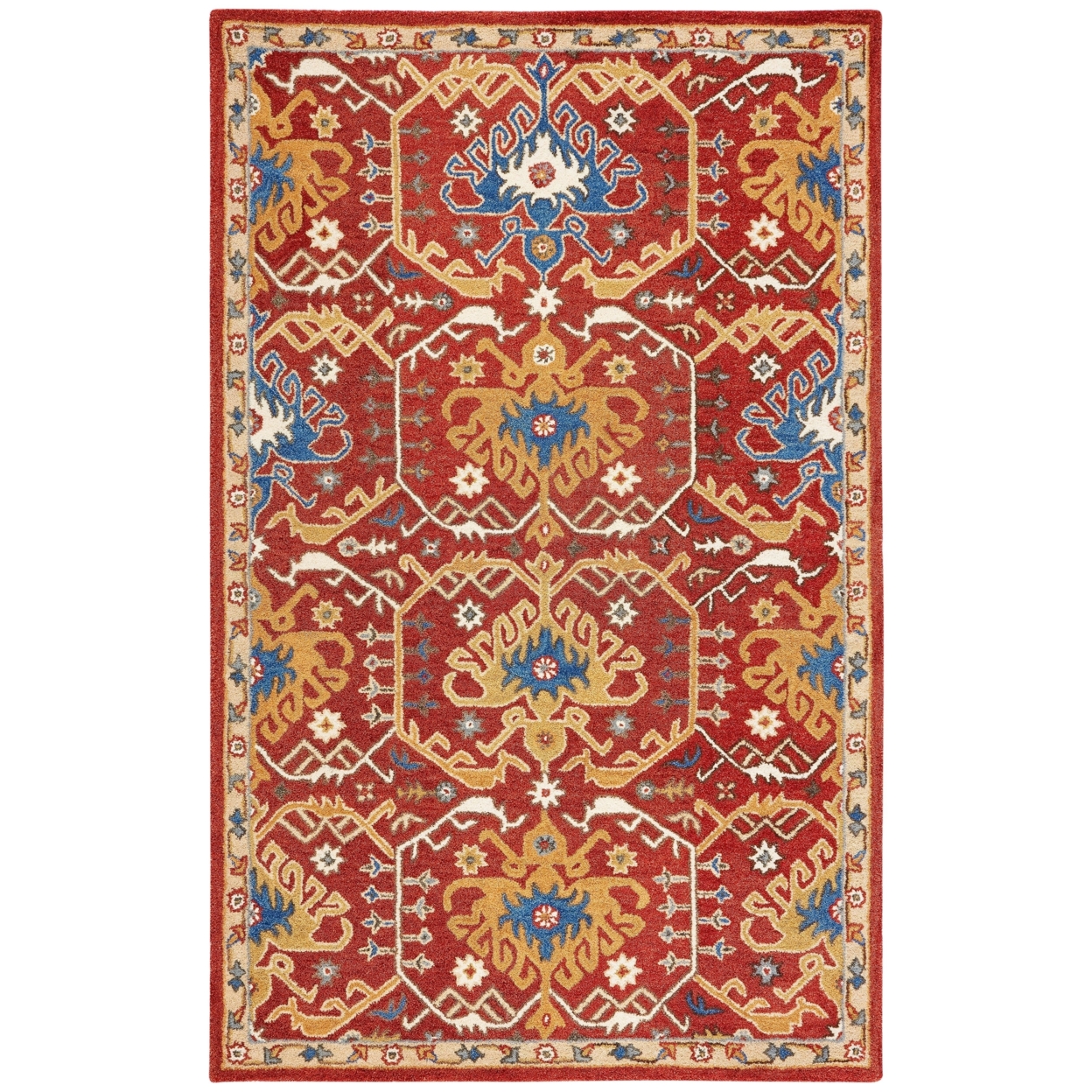 SAFAVIEH Antiquity Collection AT522Q Red / Yellow Rug - 3' X 5'