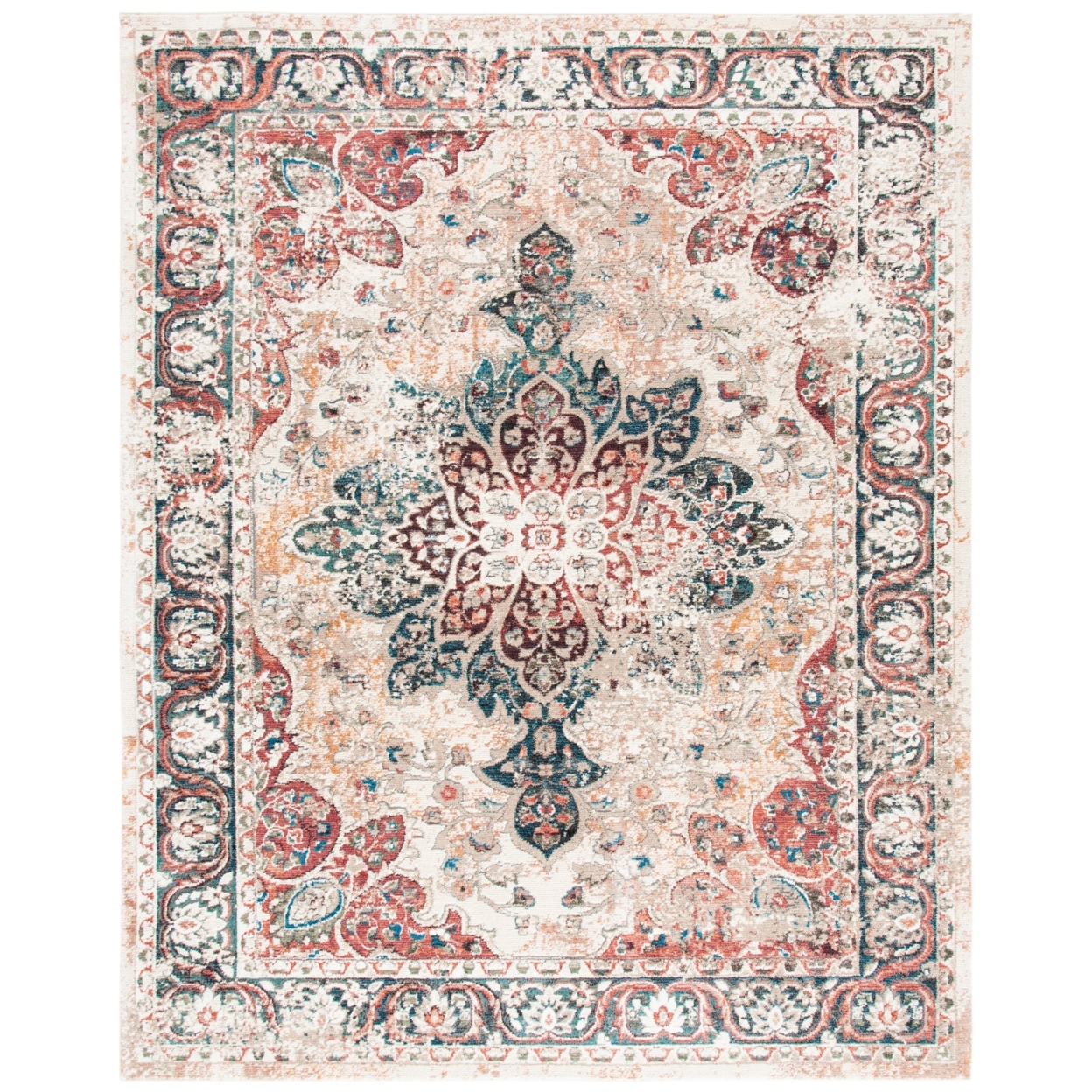 SAFAVIEH Carlyle Collection CYL215B Ivory / Burgundy Rug - 9' X 12'