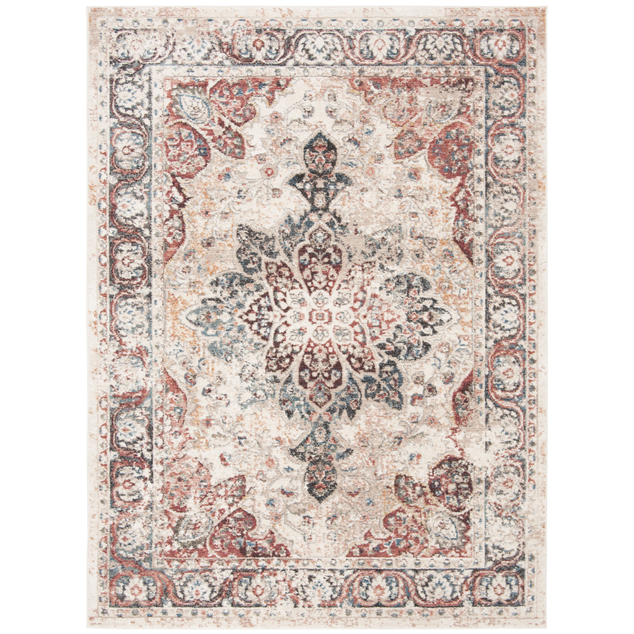 SAFAVIEH Carlyle Collection CYL215B Ivory / Burgundy Rug - 5' 3 X 7' 6