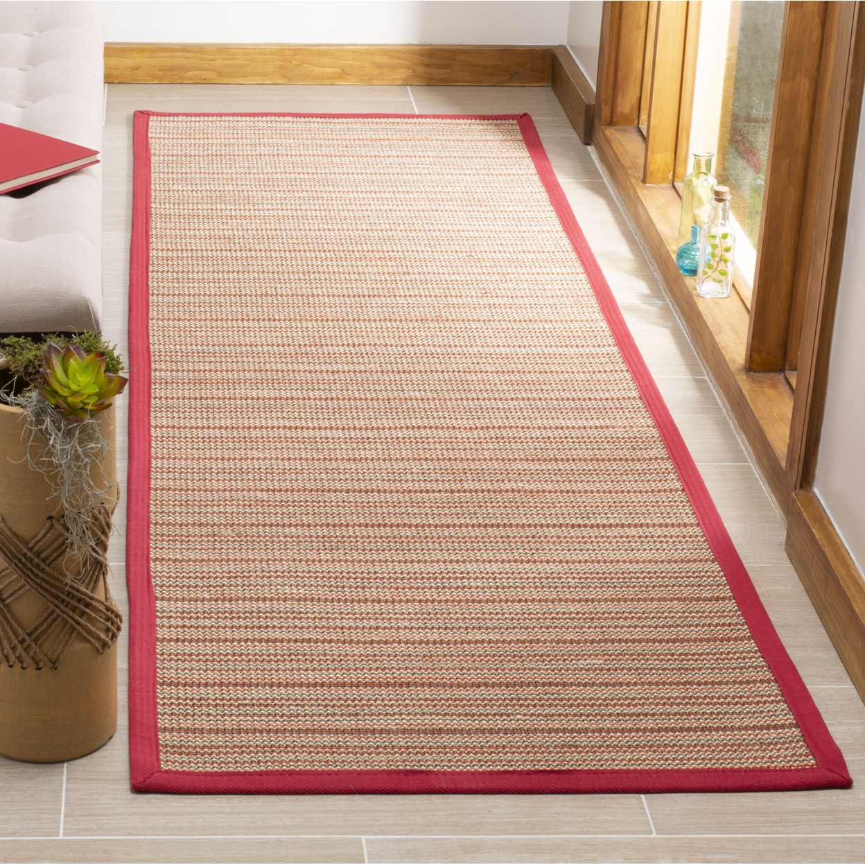 SAFAVIEH Natural Fiber Collection NF132B Brown / Red Rug - 9' X 12'