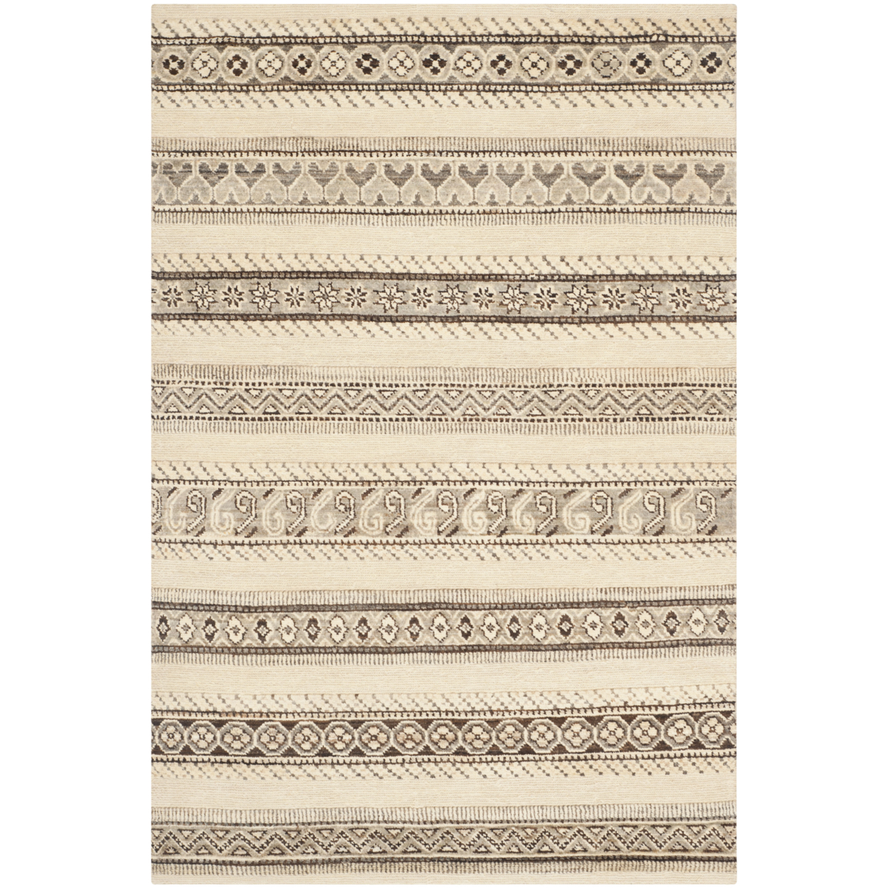 SAFAVIEH Santa Fe STF466A Hand-knotted Natural /Multi Rug - 6' X 9'