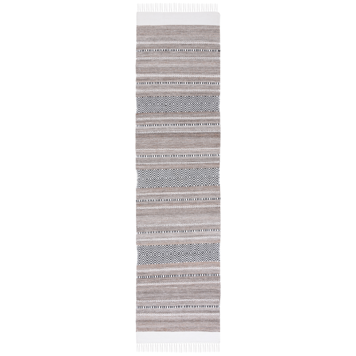 SAFAVIEH Striped Kilim STK102Z Black / Ivory Rug - 4' X 6'