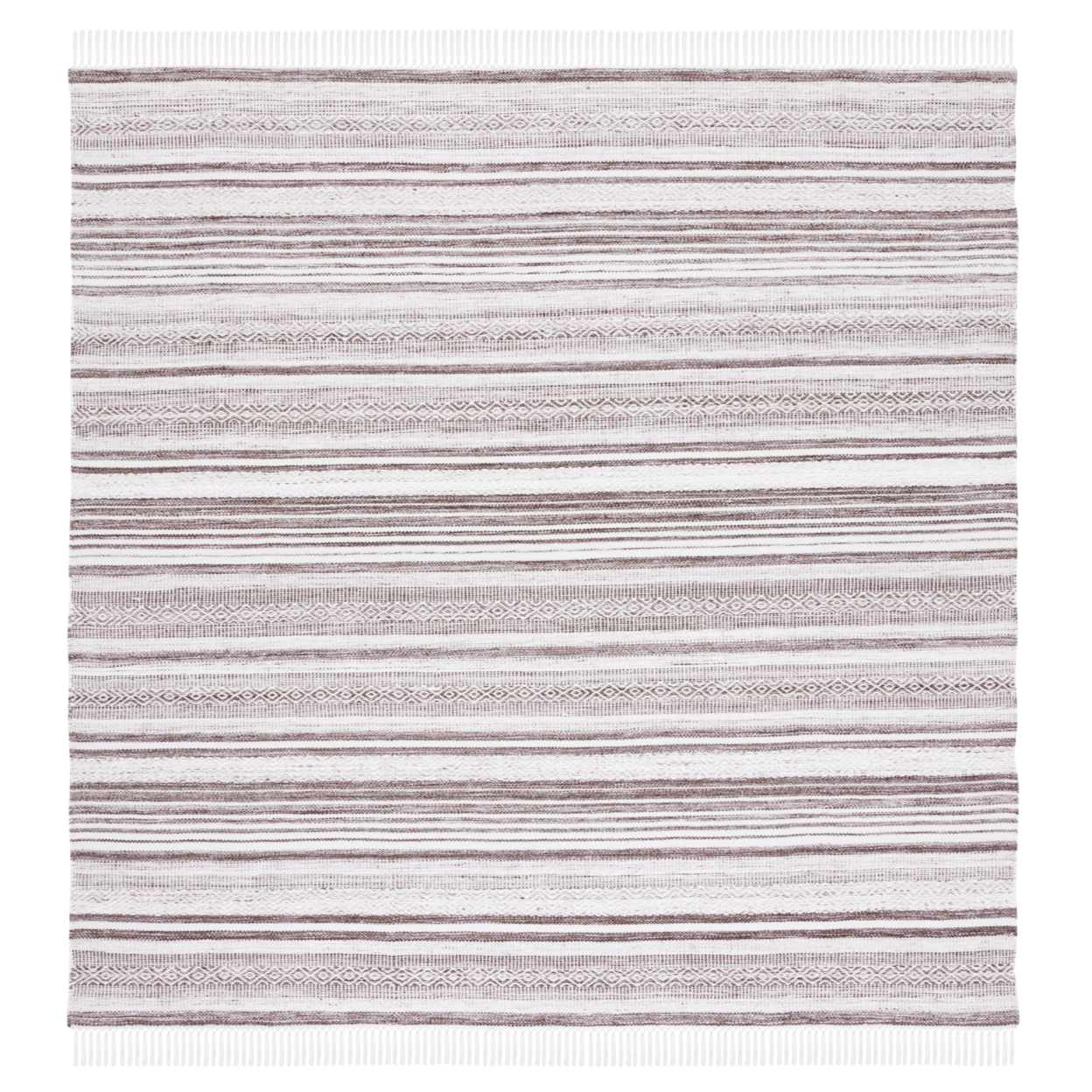 SAFAVIEH Striped Kilim STK108T Brown / Ivory Rug - 7' Square