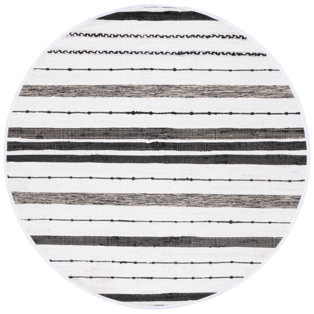 SAFAVIEH Striped Kilim STK201A Ivory / Black Rug - 6' Square