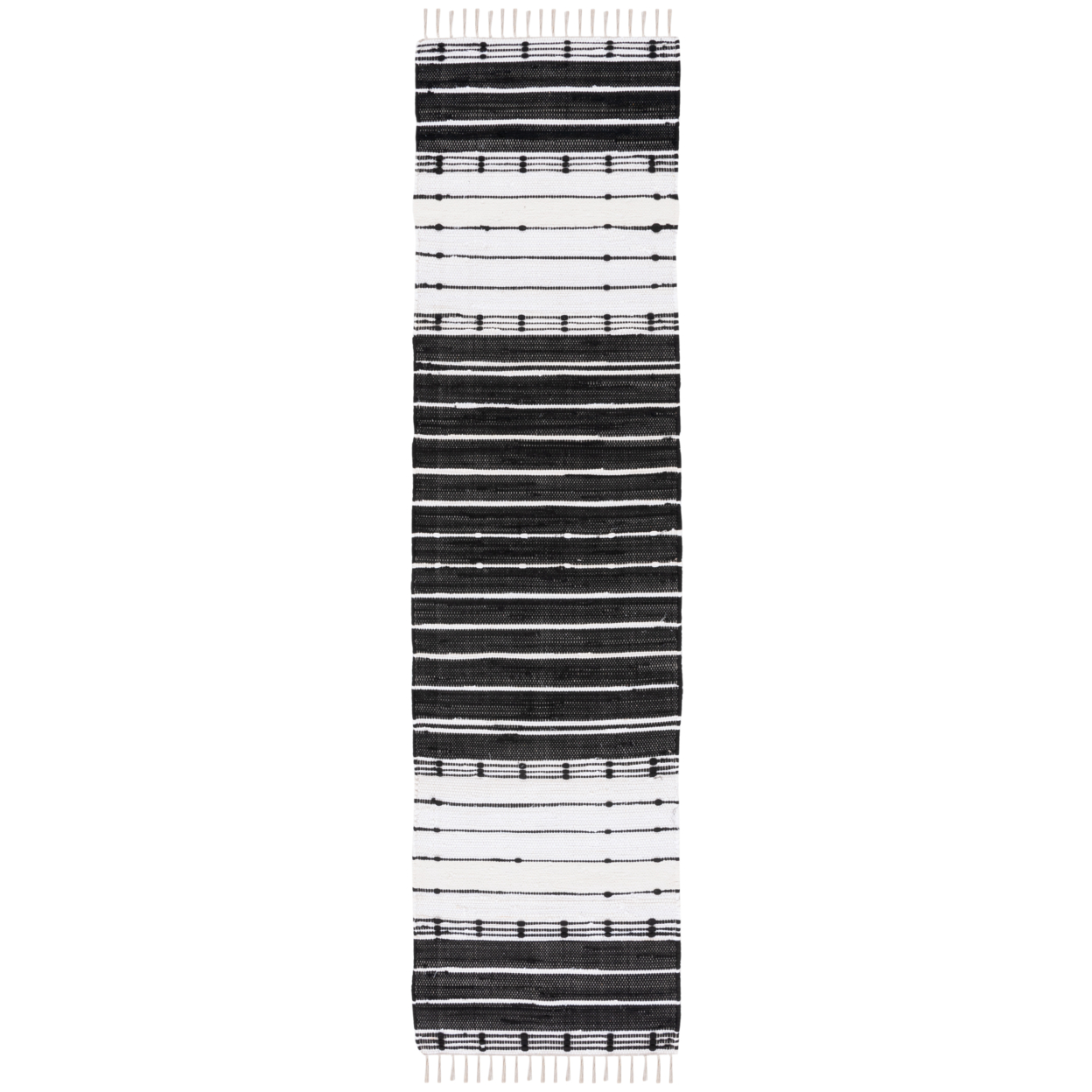 SAFAVIEH Striped Kilim STK202Z Black / Ivory Rug - 2' 3 X 9'
