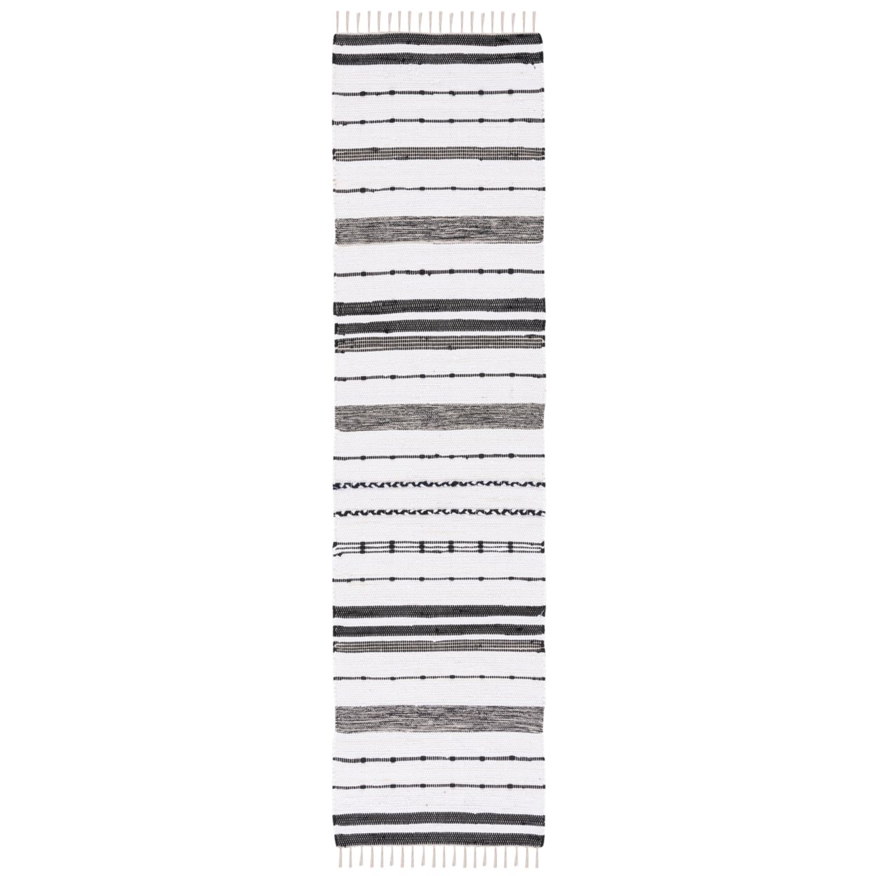 SAFAVIEH Striped Kilim STK201A Ivory / Black Rug - 2' 3 X 9'