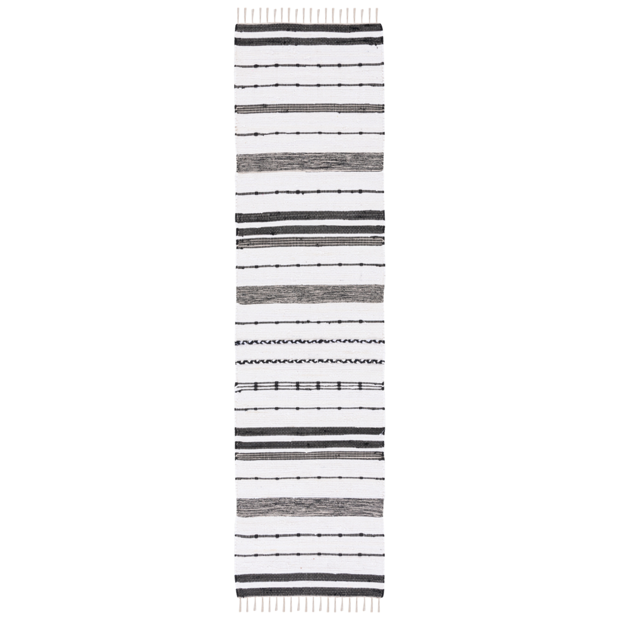 SAFAVIEH Striped Kilim STK201A Ivory / Black Rug - 6' Round
