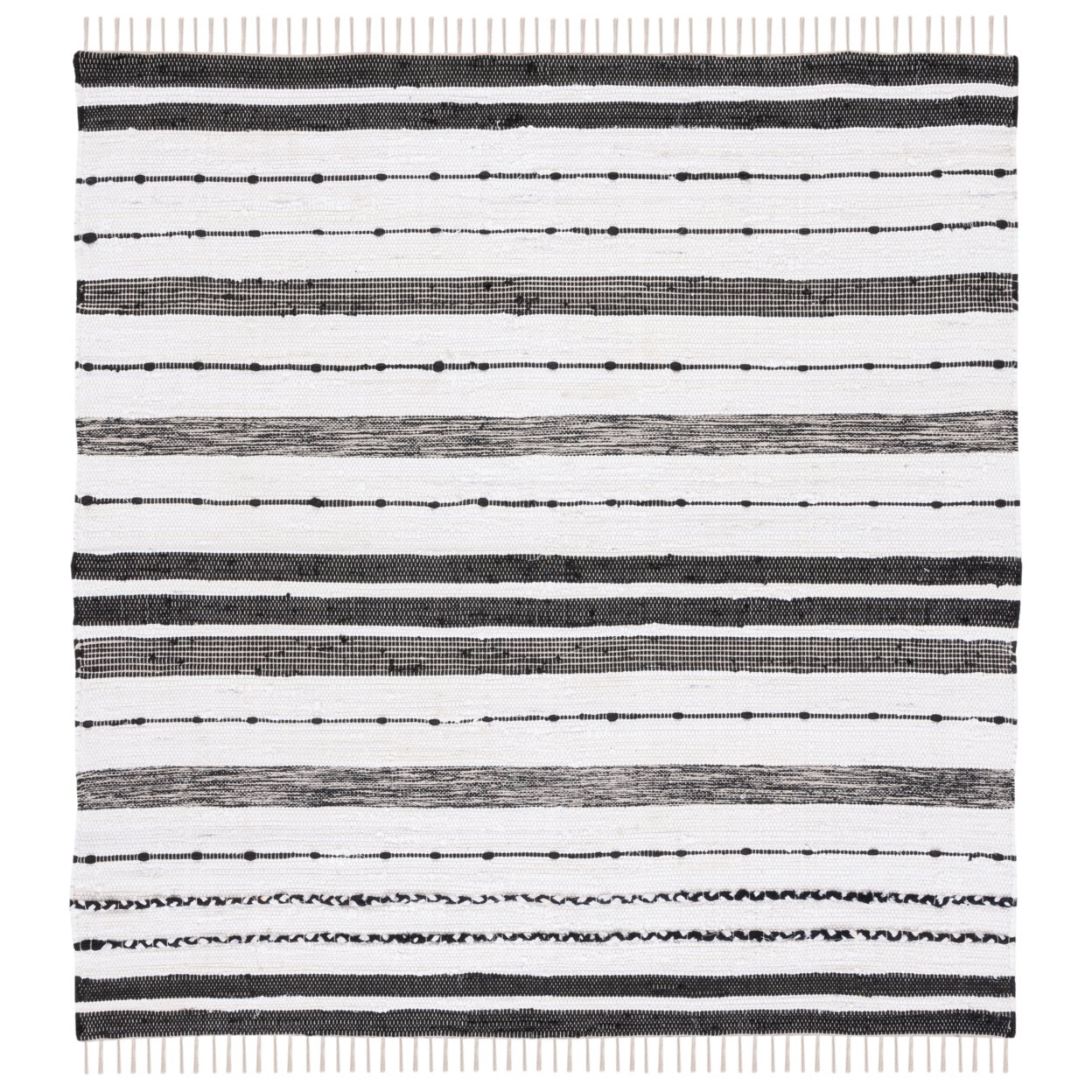 SAFAVIEH Striped Kilim STK201A Ivory / Black Rug - 6' Square