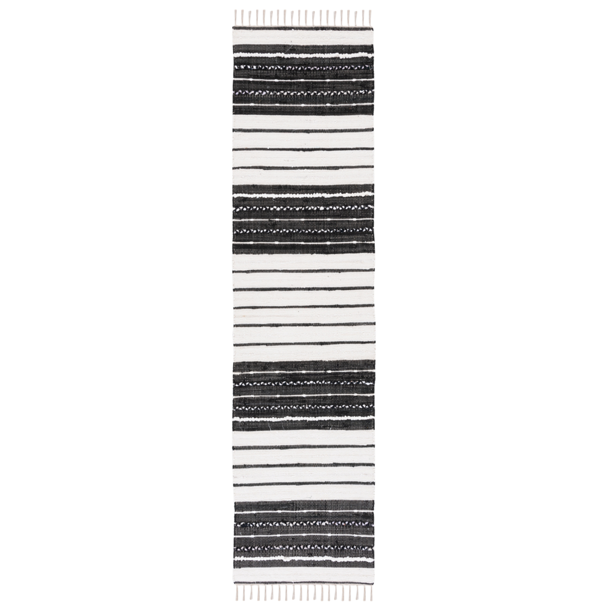 SAFAVIEH Striped Kilim STK207Z Black / Ivory Rug - 2' 3 X 9'