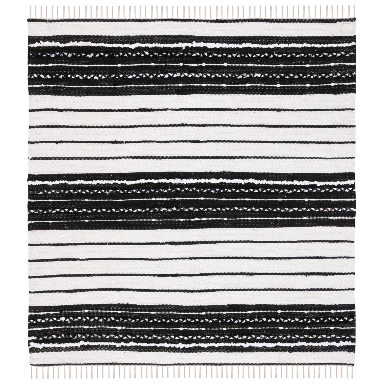 SAFAVIEH Striped Kilim STK207Z Black / Ivory Rug - 6' Square