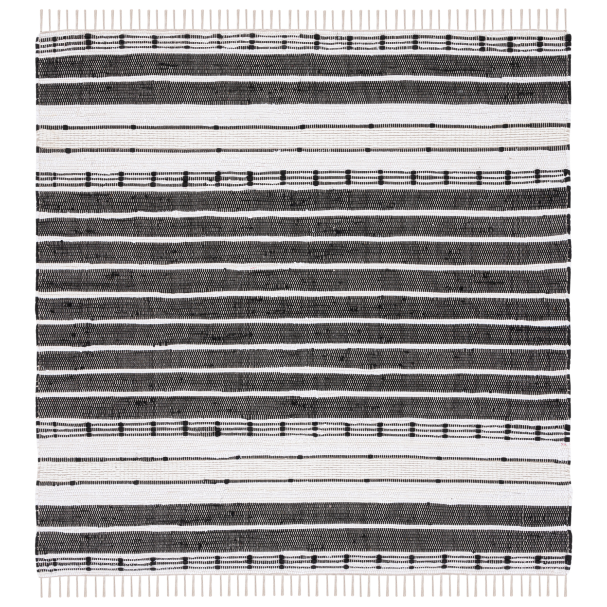 SAFAVIEH Striped Kilim STK205Z Black / Ivory Rug - 6' Square