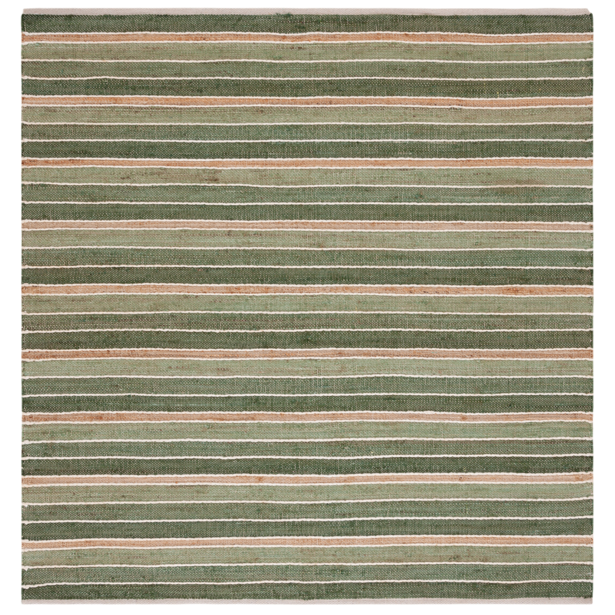 SAFAVIEH Striped Kilim STK312Y Green / Natural Rug - 6' 6 Square