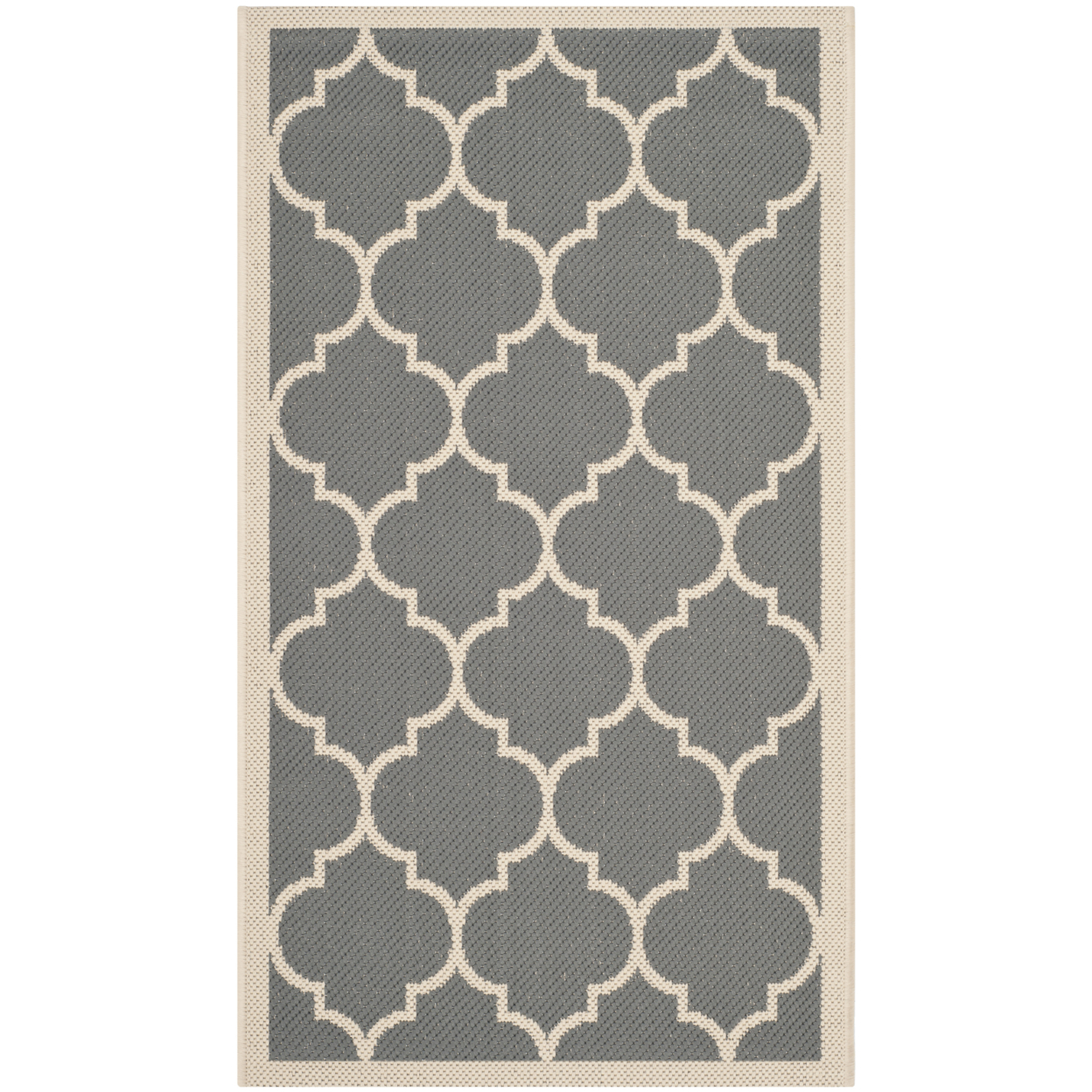 SAFAVIEH Outdoor CY6914-246 Courtyard Anthracite / Beige Rug - 6' 7 Square
