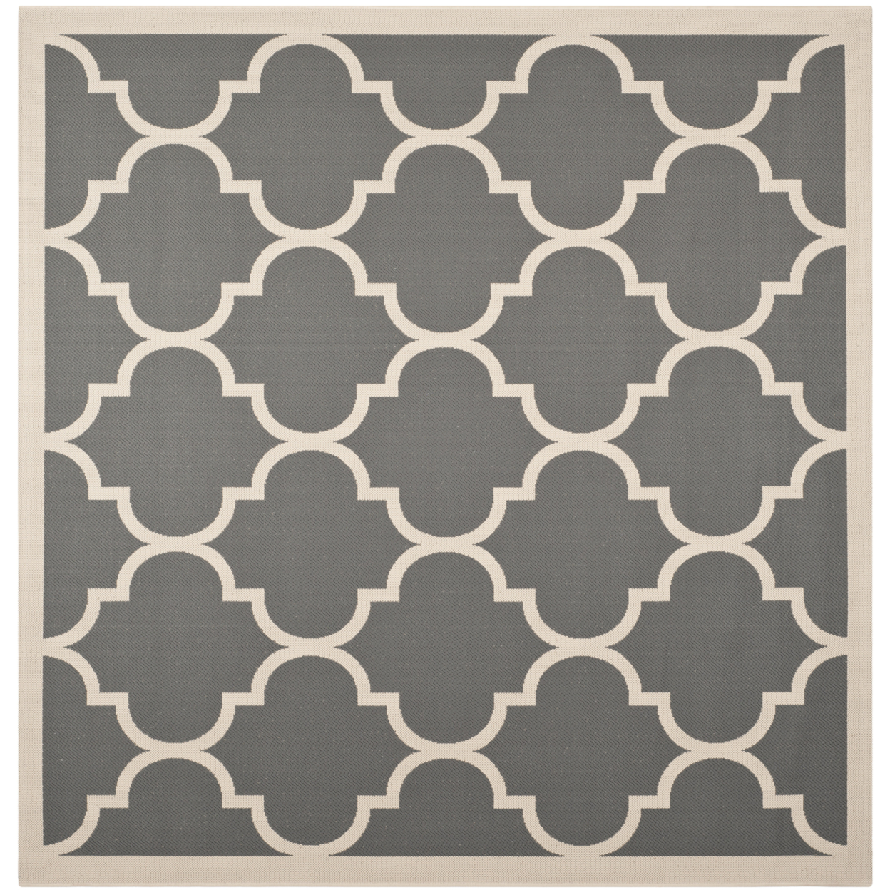 SAFAVIEH Outdoor CY6914-246 Courtyard Anthracite / Beige Rug - 5' 3 Square