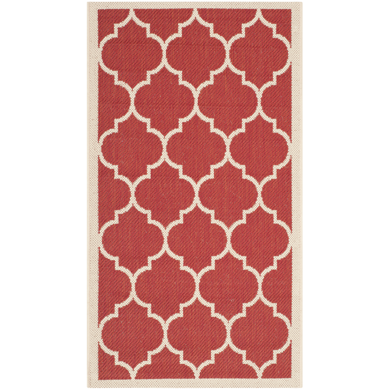 SAFAVIEH Outdoor CY6914-248 Courtyard Collection Red / Bone Rug - 7' 10 Square