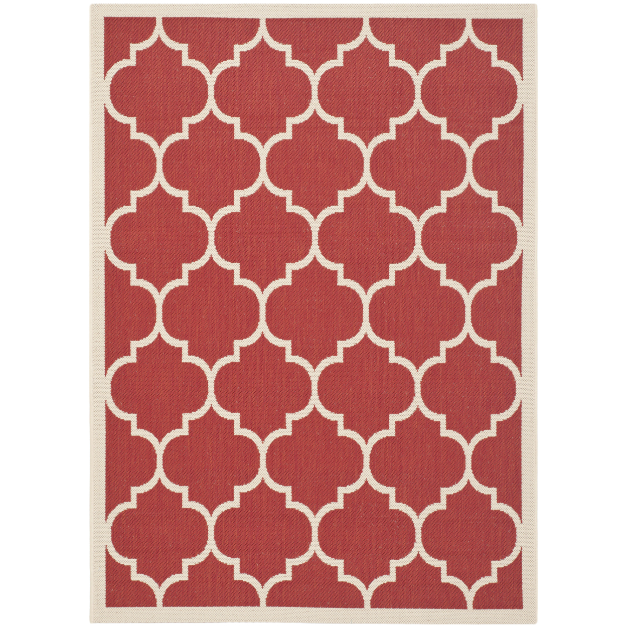 SAFAVIEH Outdoor CY6914-248 Courtyard Collection Red / Bone Rug - 5' 3 X 7' 7