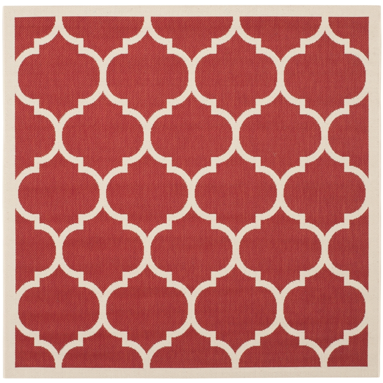 SAFAVIEH Outdoor CY6914-248 Courtyard Collection Red / Bone Rug - 5' 3 Square