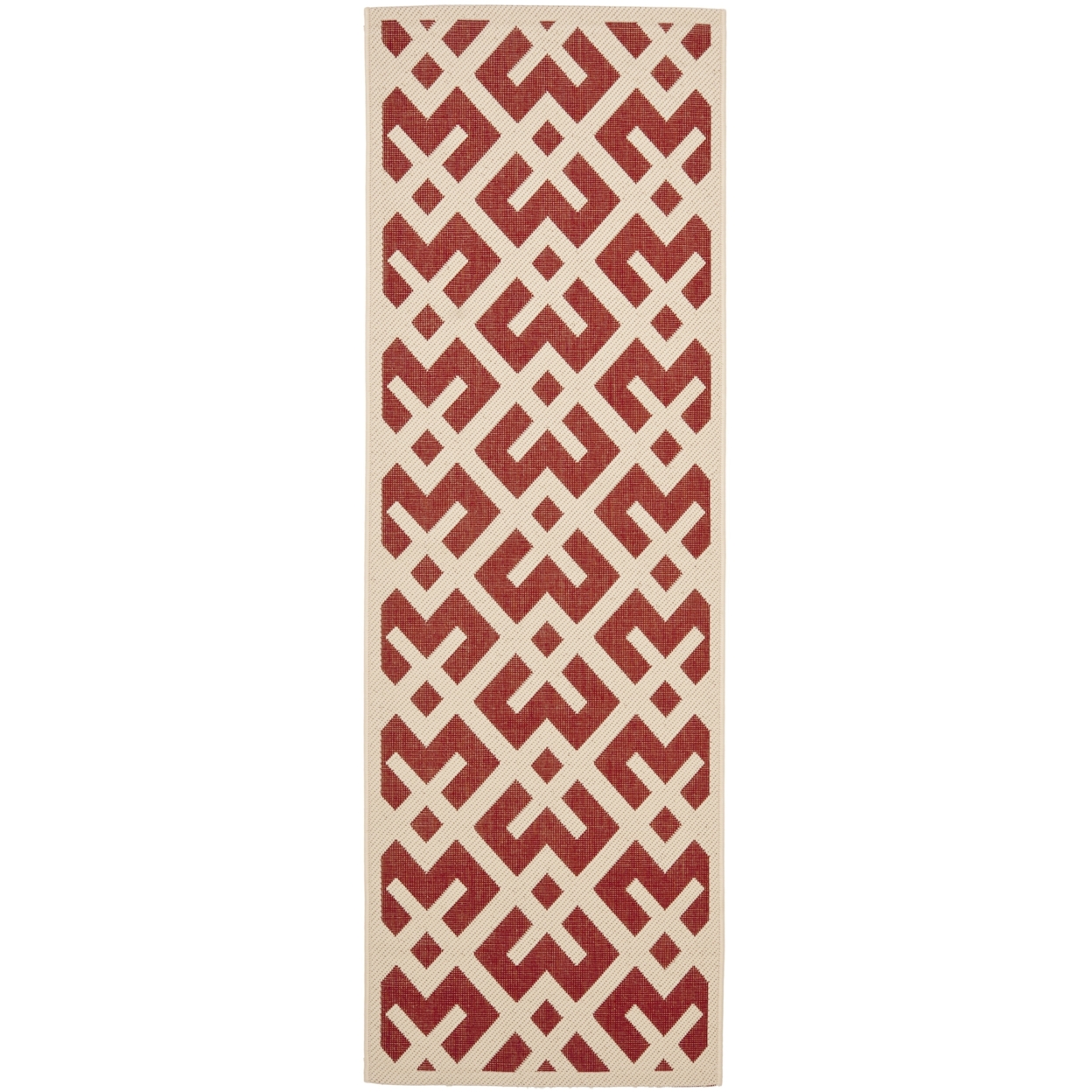SAFAVIEH Outdoor CY6915-238 Courtyard Collection Red / Bone Rug - 2' 3 X 14'