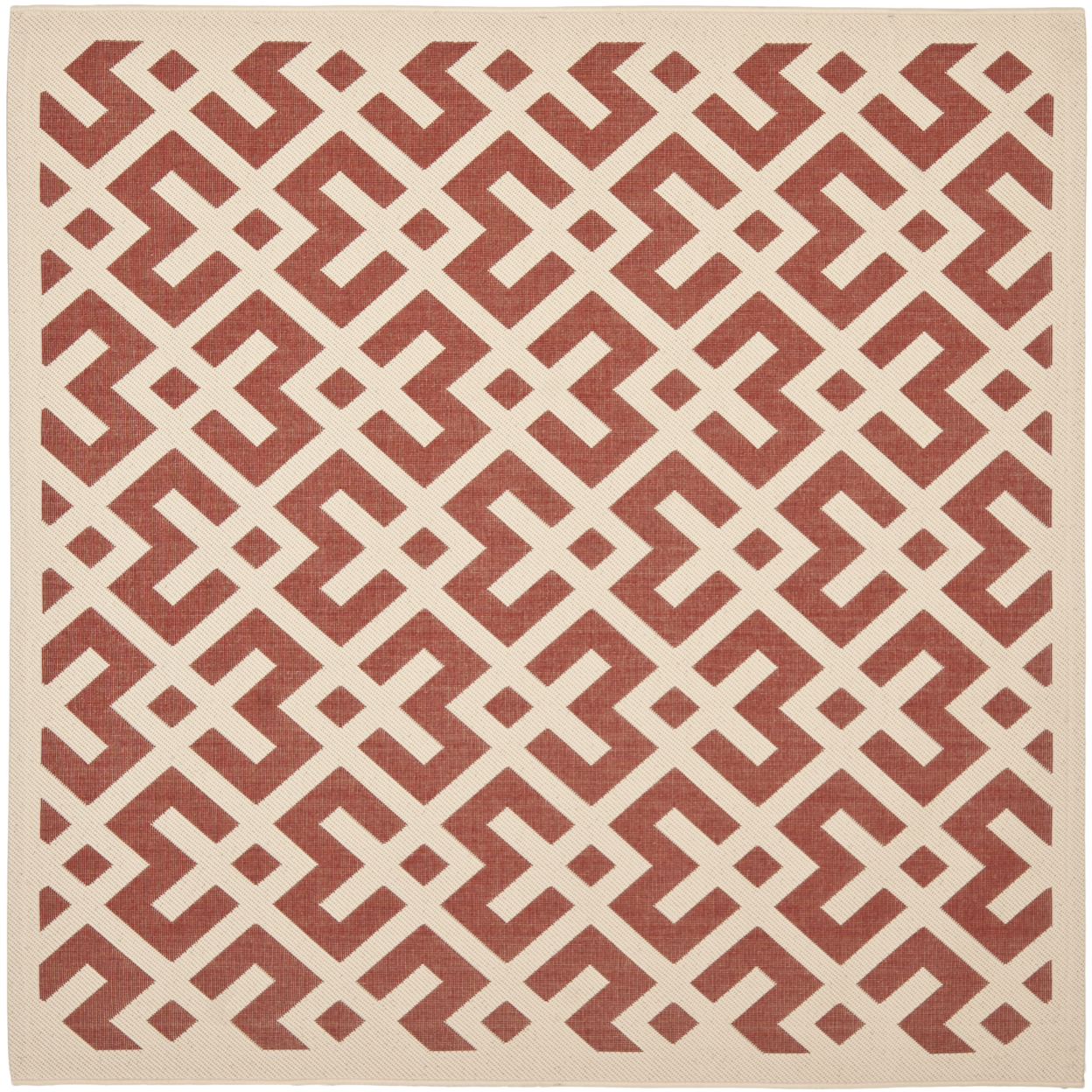 SAFAVIEH Outdoor CY6915-238 Courtyard Collection Red / Bone Rug - 5' 3 Square