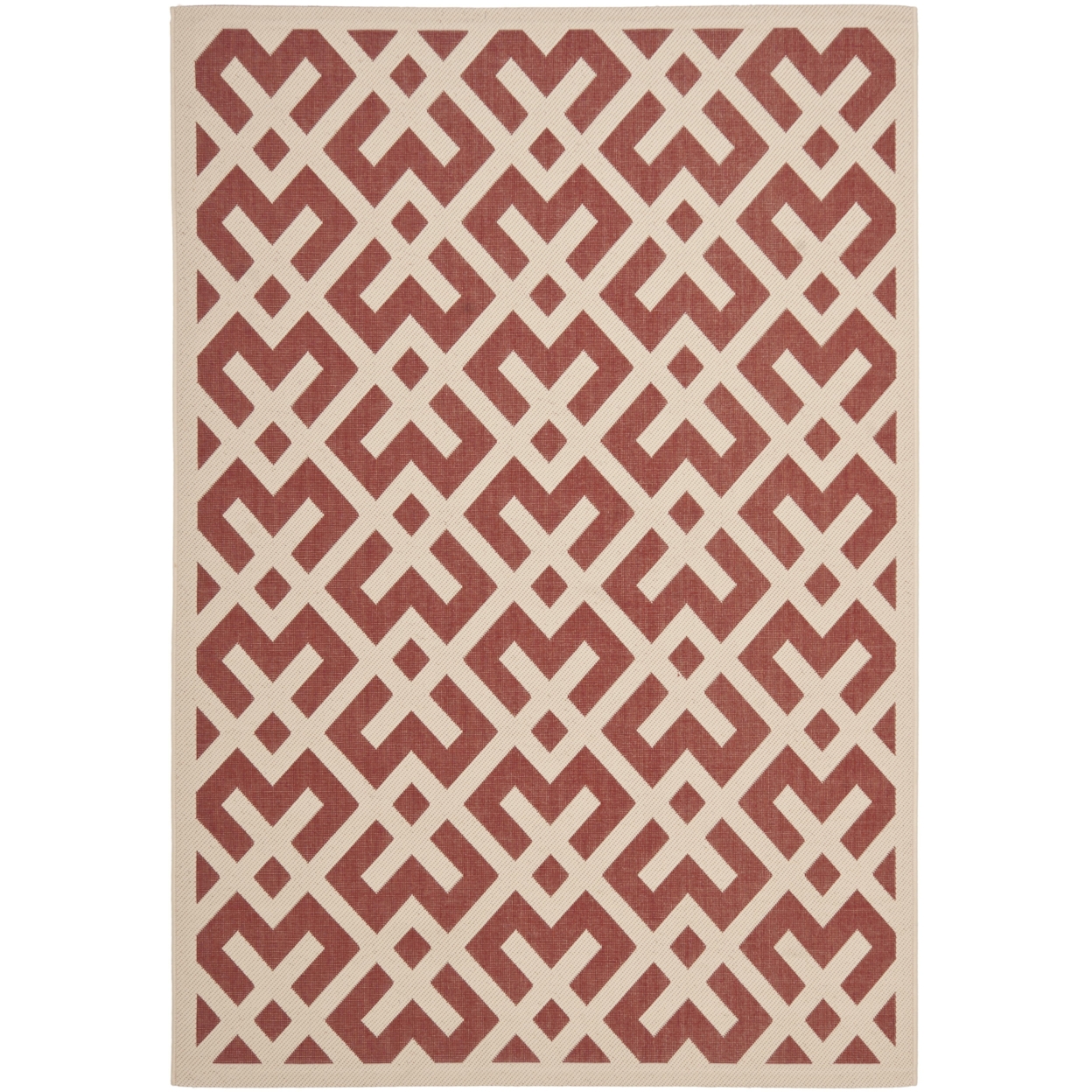 SAFAVIEH Outdoor CY6915-238 Courtyard Collection Red / Bone Rug - 4' X 5' 7