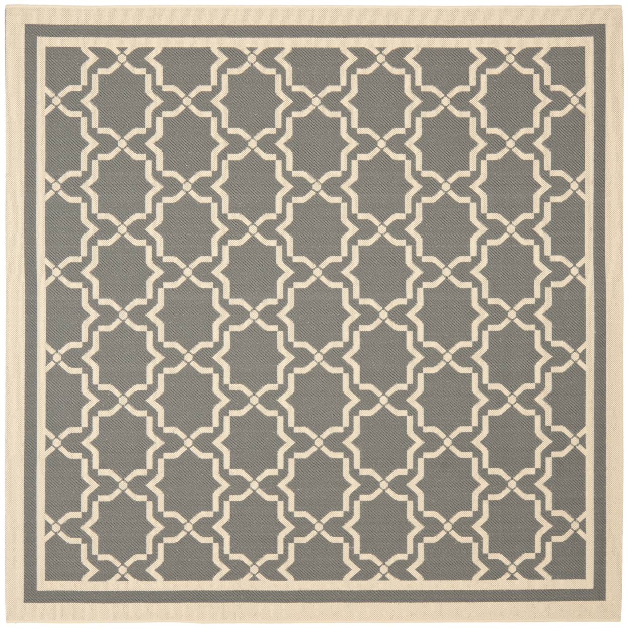 SAFAVIEH Outdoor CY6916-246 Courtyard Anthracite / Beige Rug - 5' 3 Square