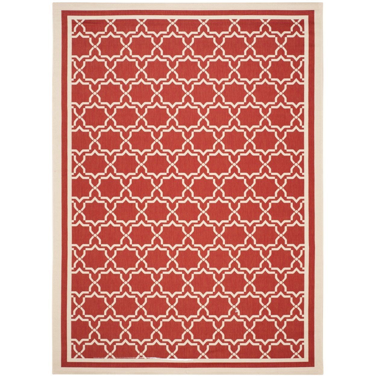 SAFAVIEH Outdoor CY6916-248 Courtyard Collection Red / Bone Rug - 9' X 12'