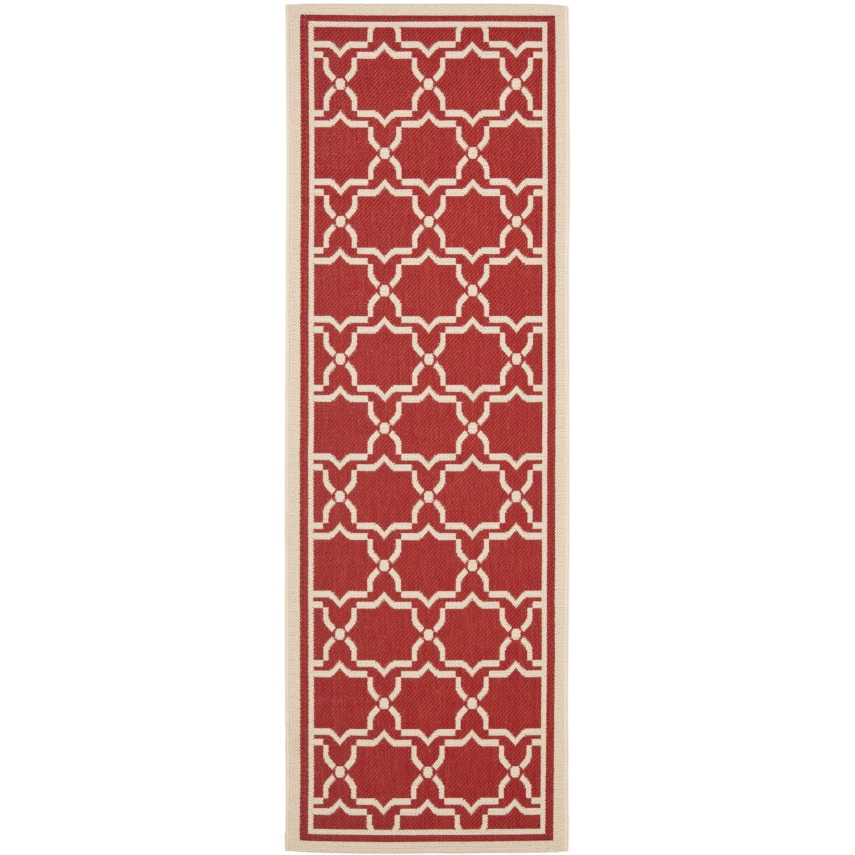 SAFAVIEH Outdoor CY6916-248 Courtyard Collection Red / Bone Rug - 2' 3 X 10'