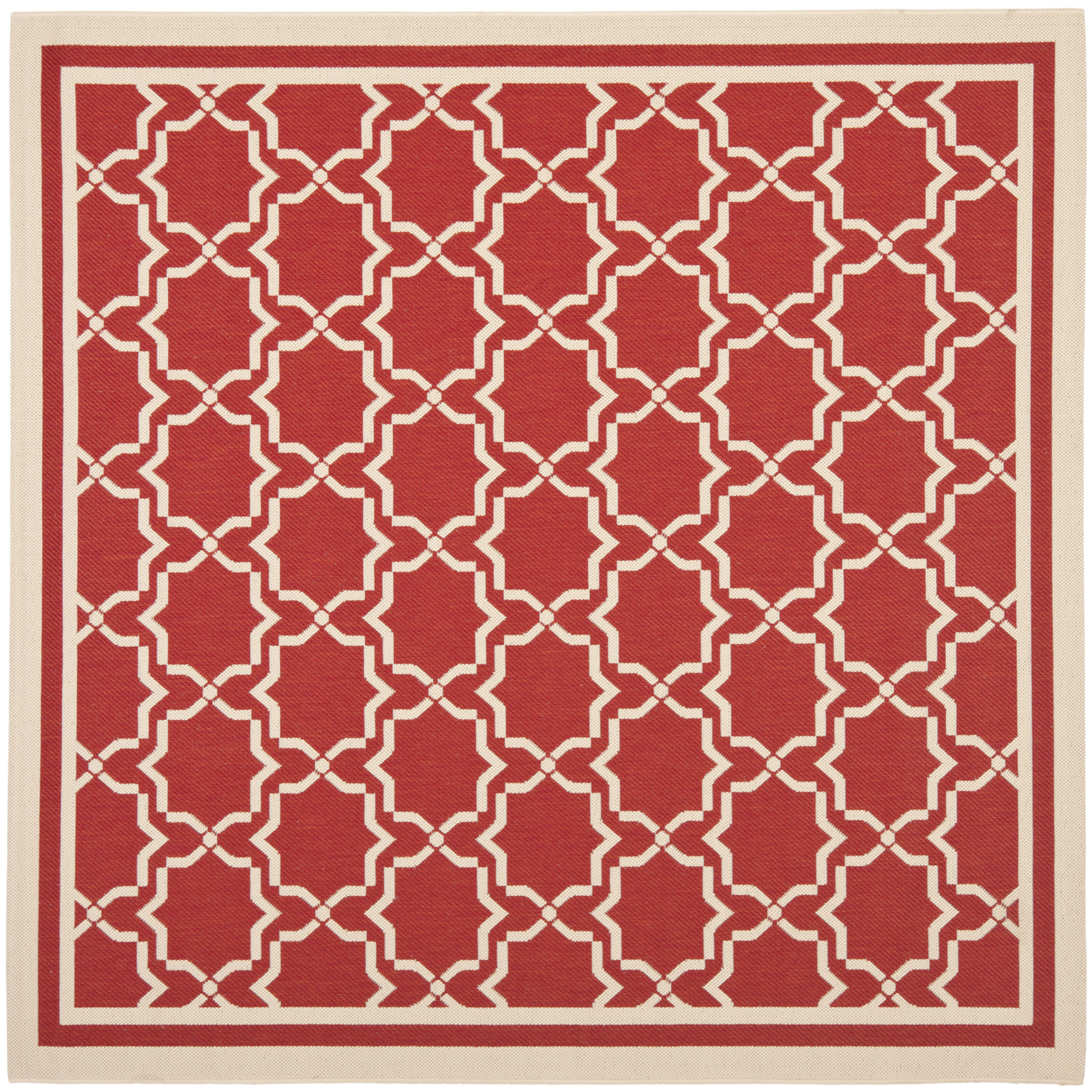 SAFAVIEH Outdoor CY6916-248 Courtyard Collection Red / Bone Rug - 6' 7 Square