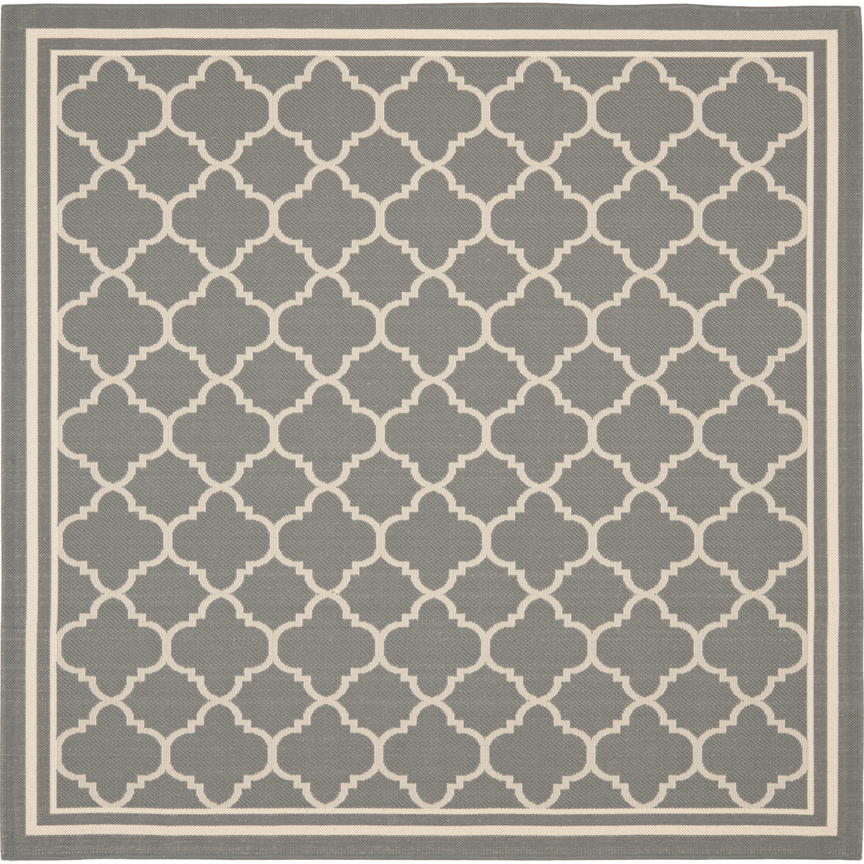 SAFAVIEH Outdoor CY6918-246 Courtyard Anthracite / Beige Rug - 5' 3 Square