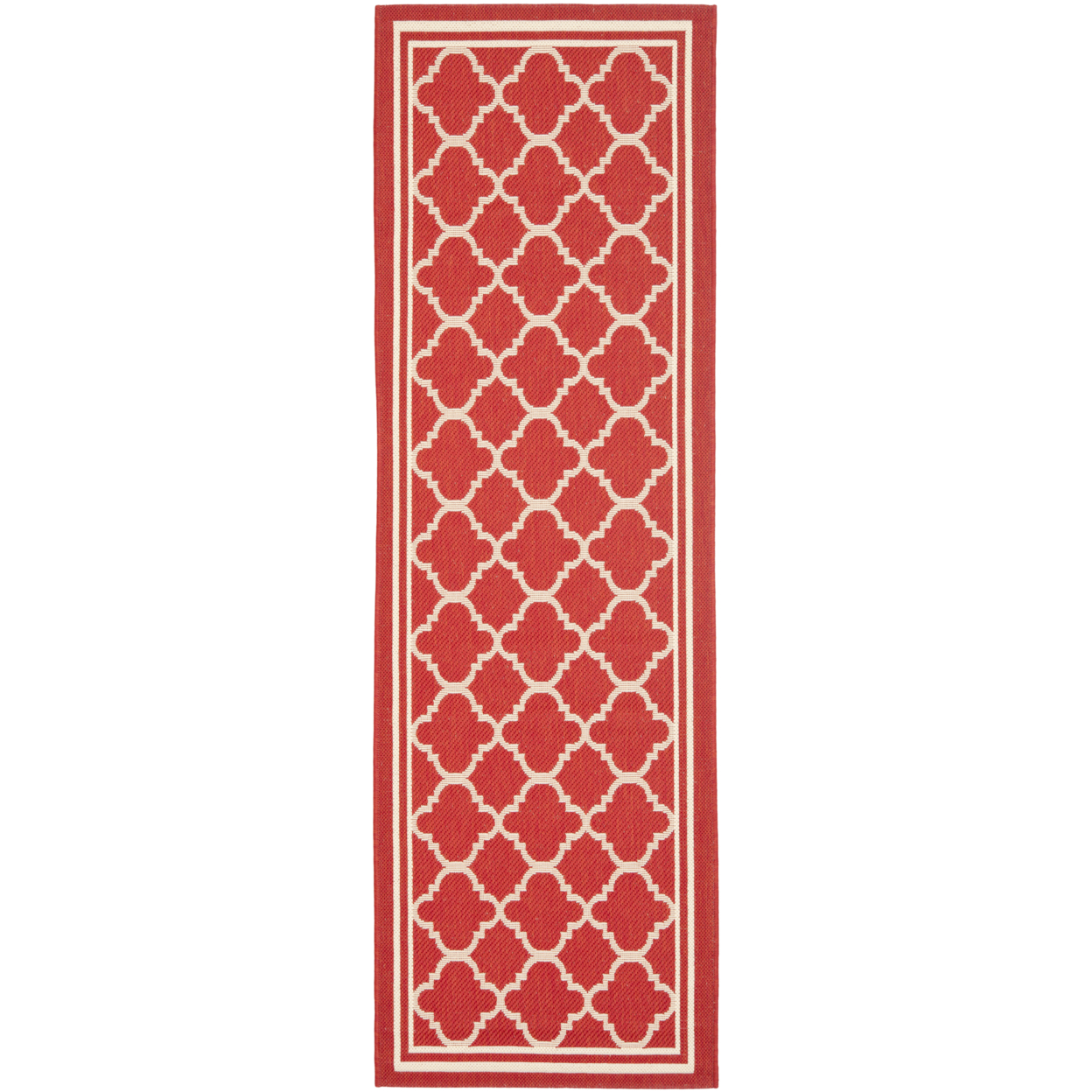 SAFAVIEH Outdoor CY6918-248 Courtyard Collection Red / Bone Rug - 2' 3 X 10'